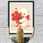 Süßer Cartoon Bär mit Roten Rosen Diamond Painting