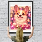 Süßer Corgi mit Weihnachtskugeln Diamond Painting