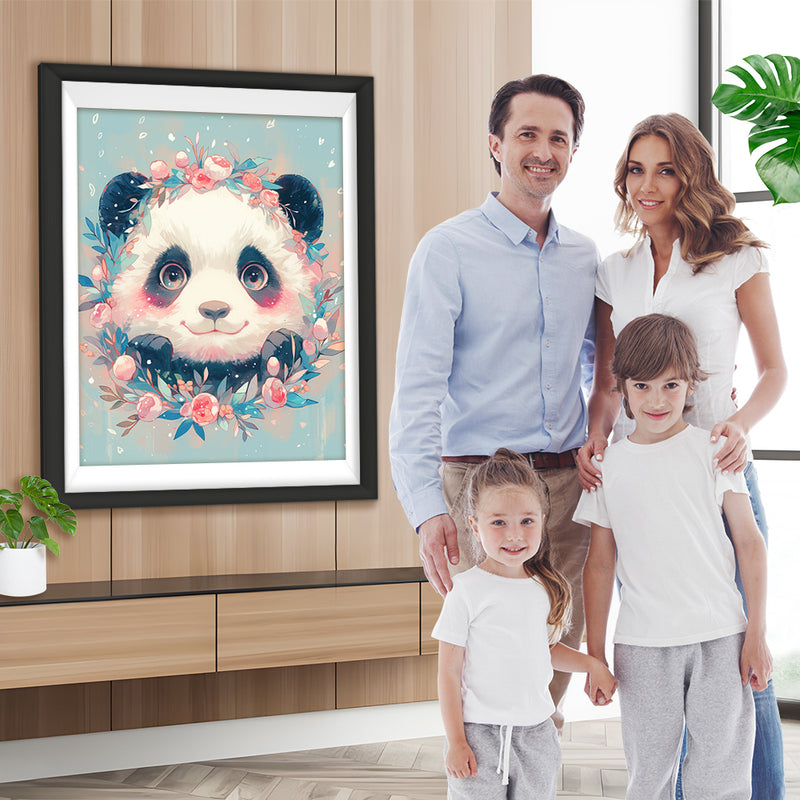 Süßer Panda mit Blumen Diamond Painting