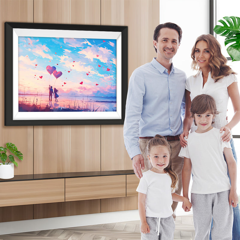 Süßes Pärchen unter rosa Himmel Diamond Painting