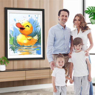 Super glückliche kleine Ente auf dem Fluss Diamond Painting