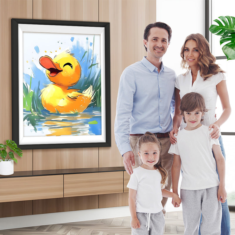 Super glückliche kleine Ente auf dem Fluss Diamond Painting