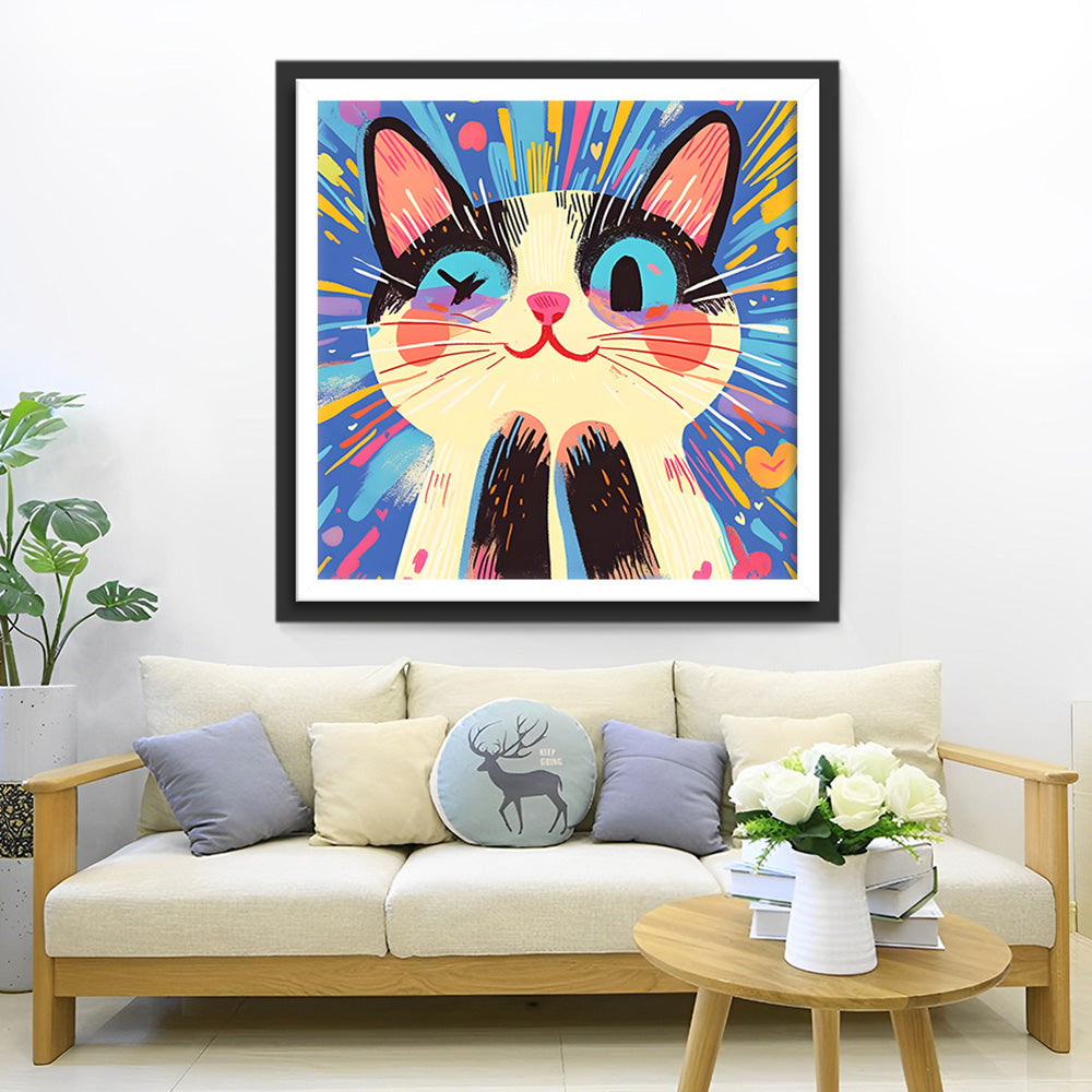 Super glückliche niedliche Katze Diamond Painting