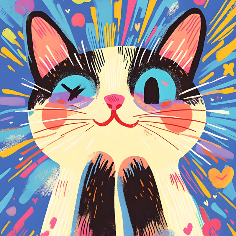 Super glückliche niedliche Katze Diamond Painting