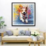 Super glücklicher Hund läuft Diamond Painting