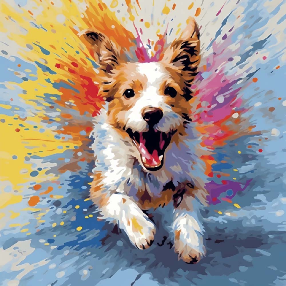 Super glücklicher Hund läuft Diamond Painting
