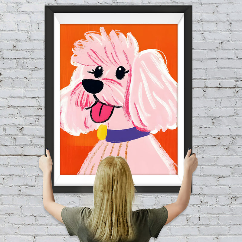 Super süßer weißer Pudel Diamond Painting