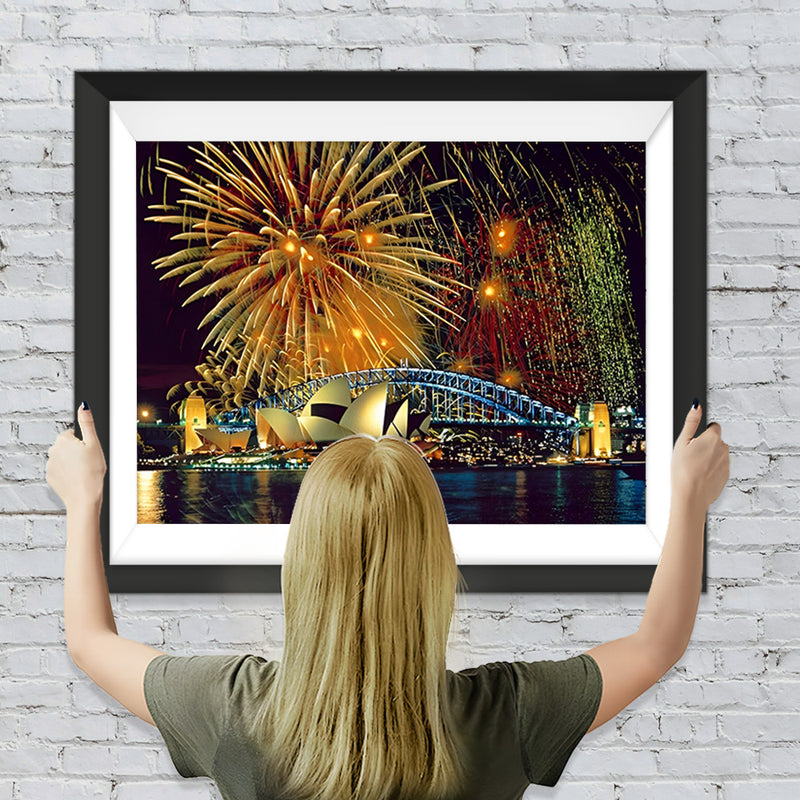 Sydney Opera House unter Feuerwerk Diamond Painting