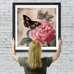 Tagebuch mit roter Pfingstrose und schwarzem Schmetterling Diamond Painting