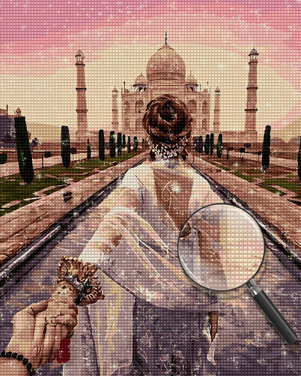 Taj Mahal und Frau Diamond Painting