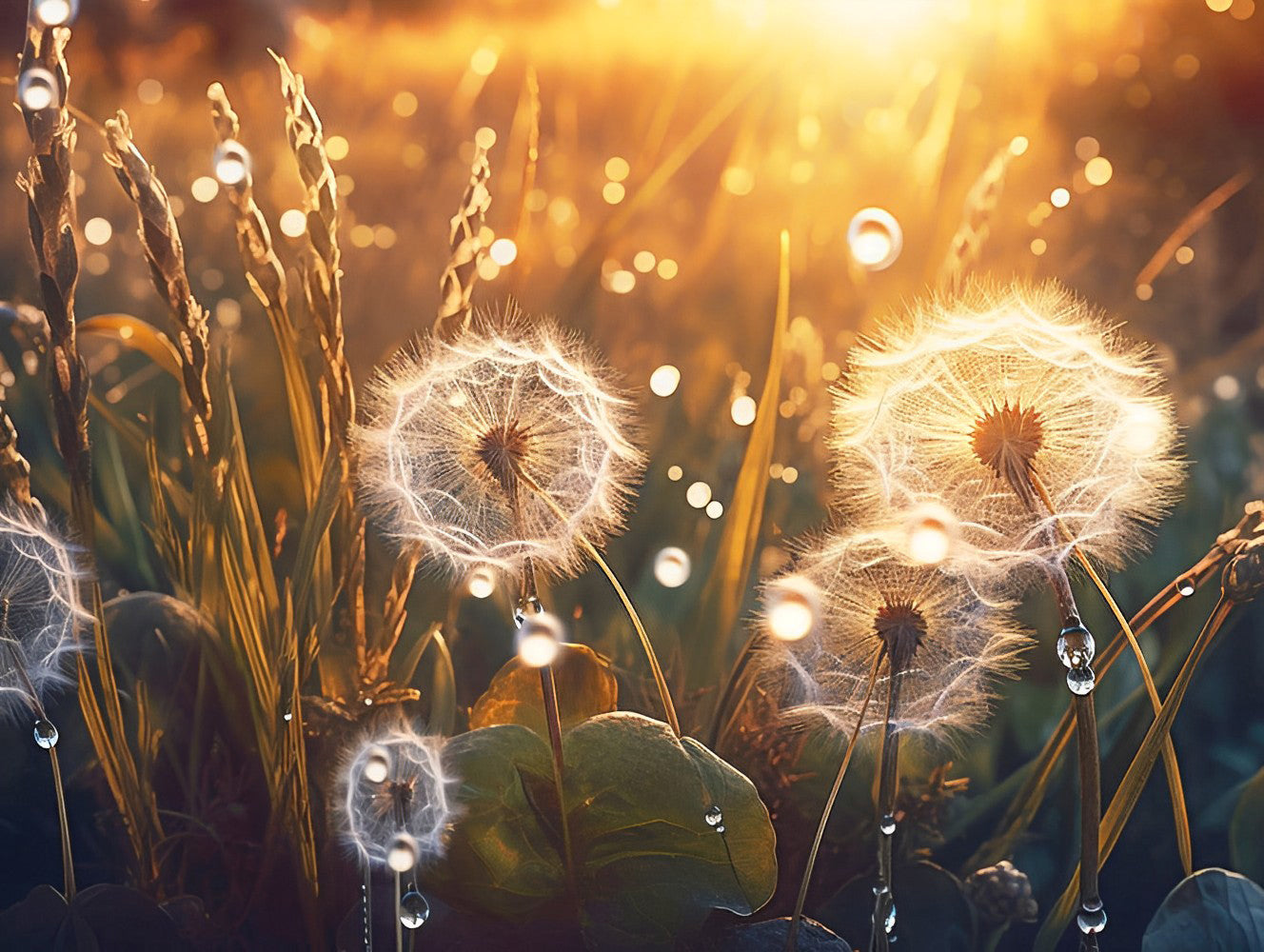 Tau auf dem Löwenzahn Diamond Painting