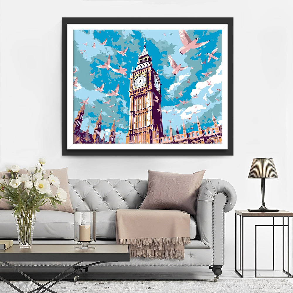 Tauben und Big Ben Diamond Painting