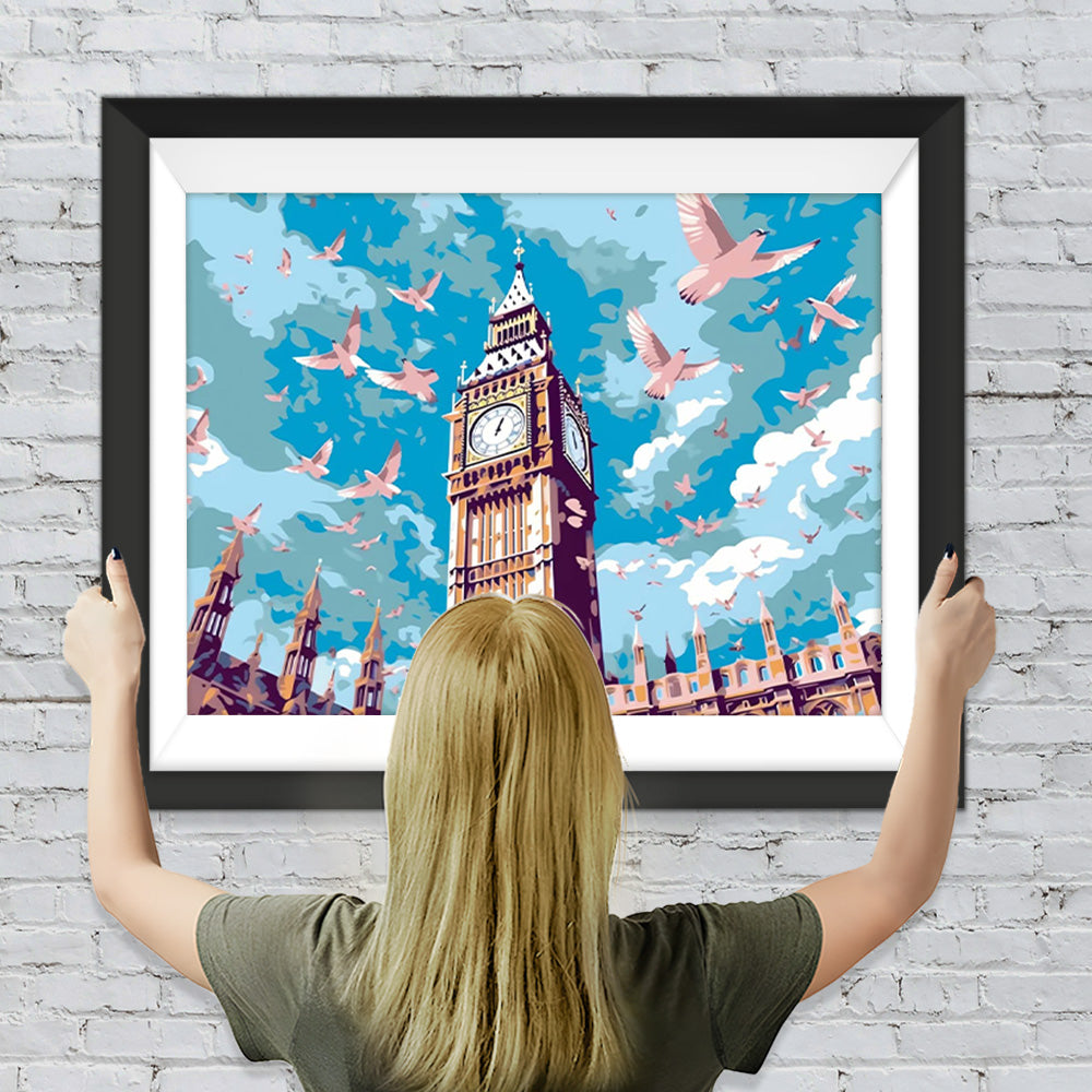 Tauben und Big Ben Diamond Painting
