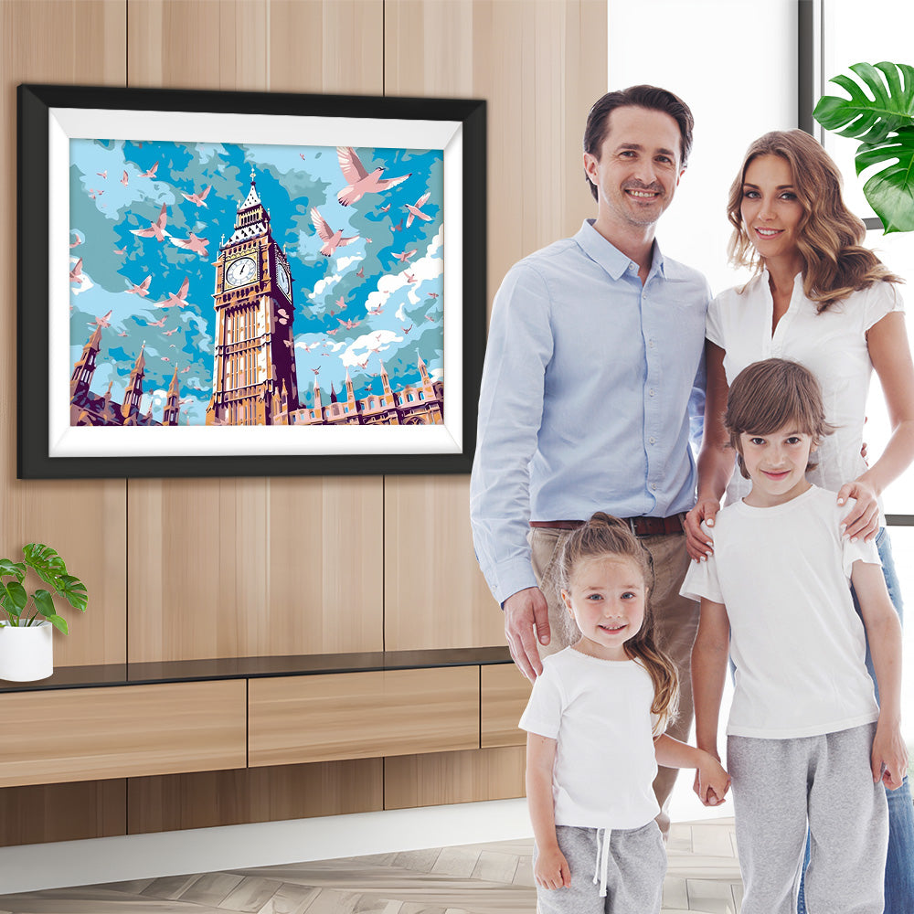 Tauben und Big Ben Diamond Painting