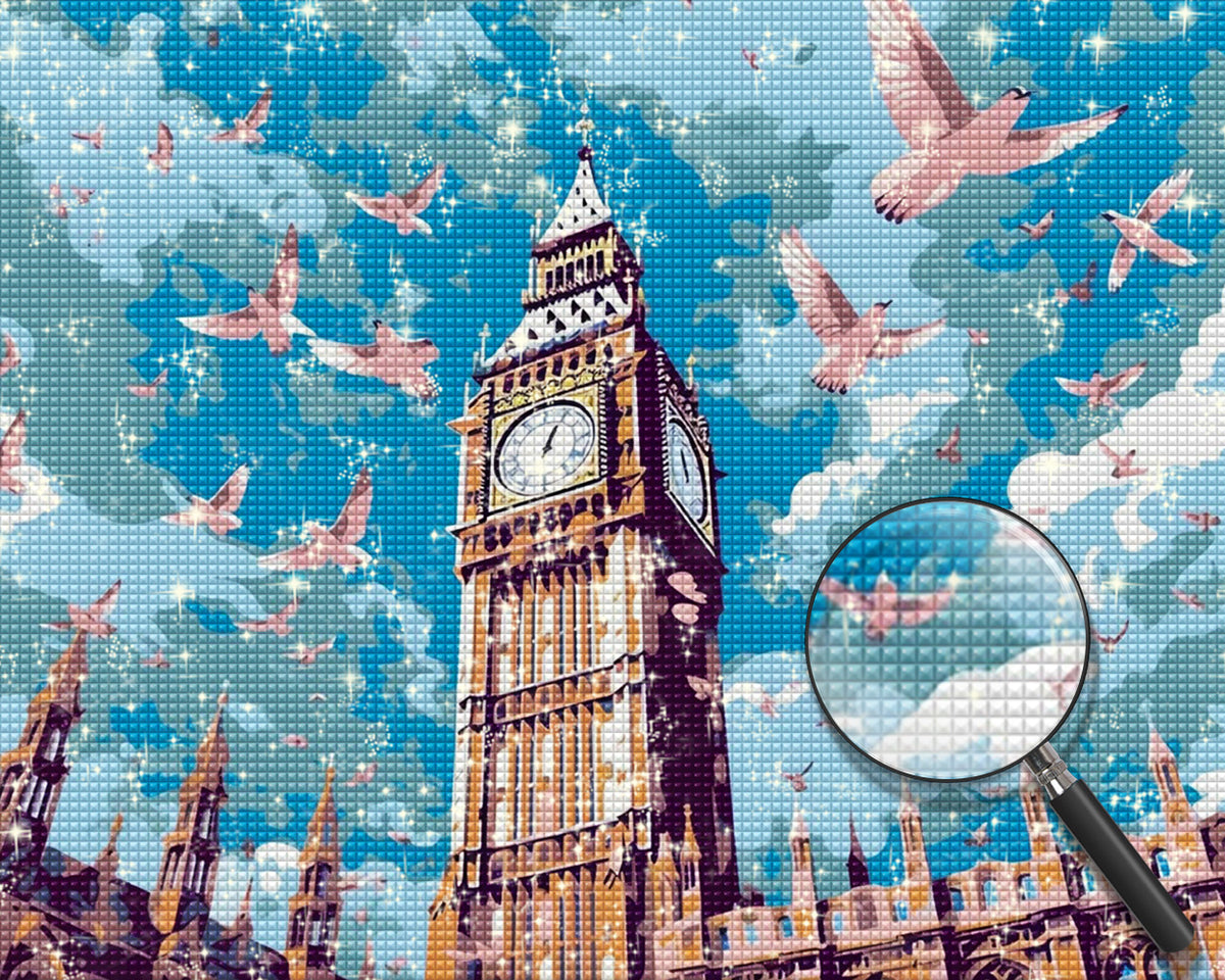 Tauben und Big Ben Diamond Painting