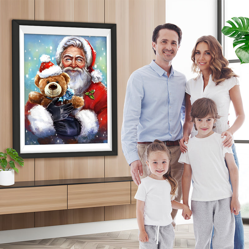 Teddybär haltender Weihnachtsmann Diamond Painting