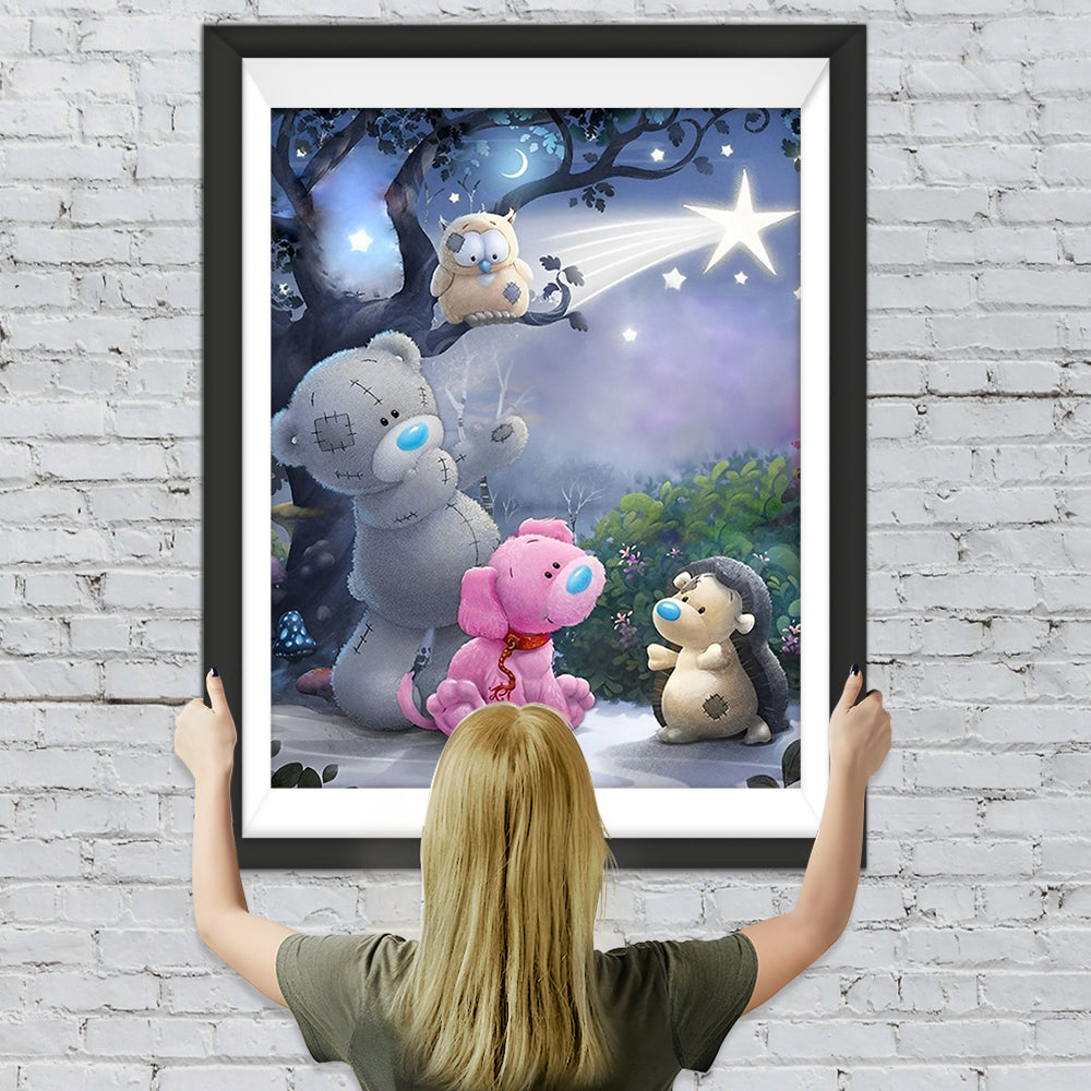 Teddybär in der Märchenwelt Diamond Painting