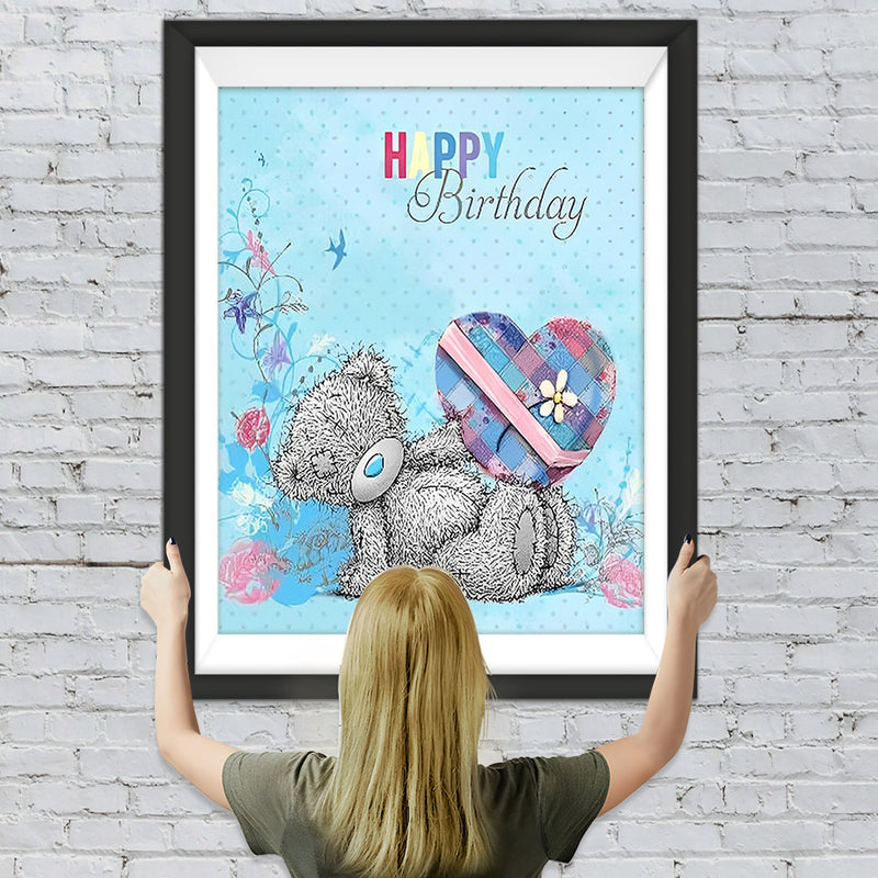 Teddybär mit Geburtstagsgeschenk Diamond Painting
