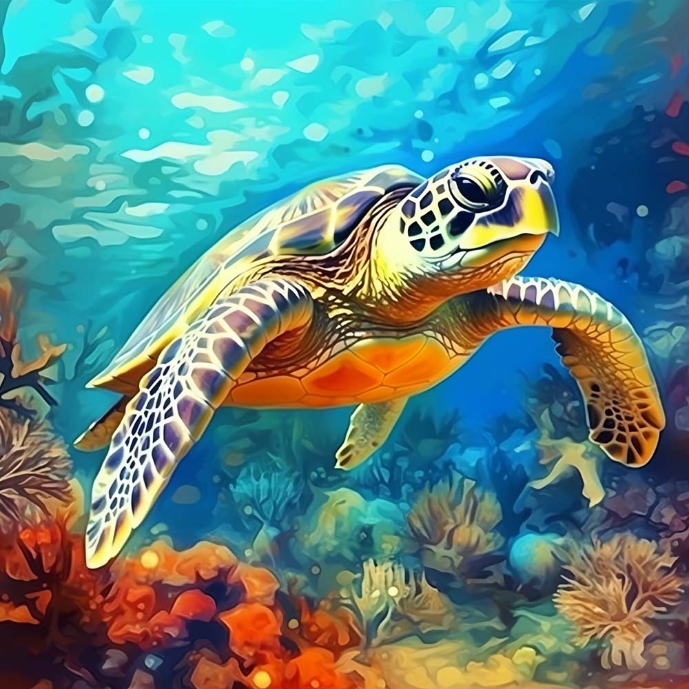 Diamond Painting Schildkröte - 5D Diamant-Bild Zum Selbergestalten
