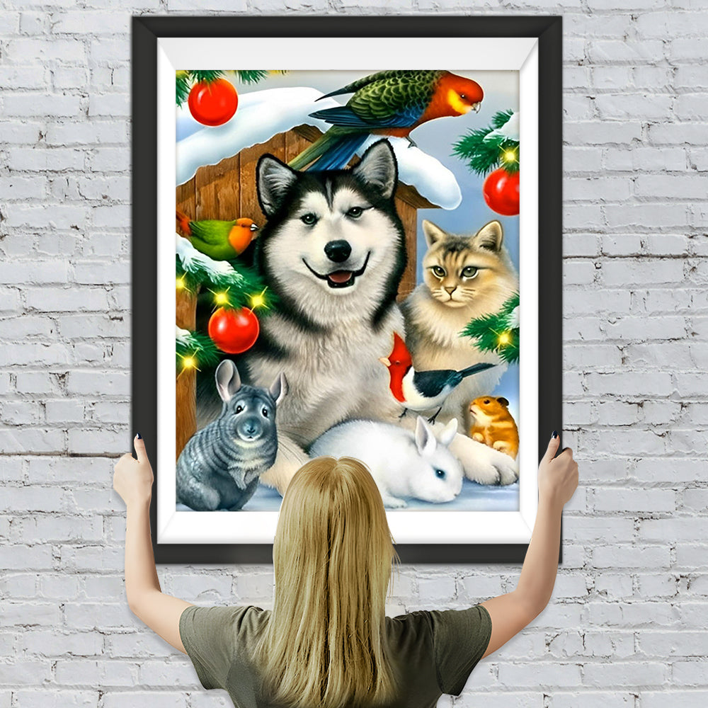Tiere an Weihnachten Diamond Painting