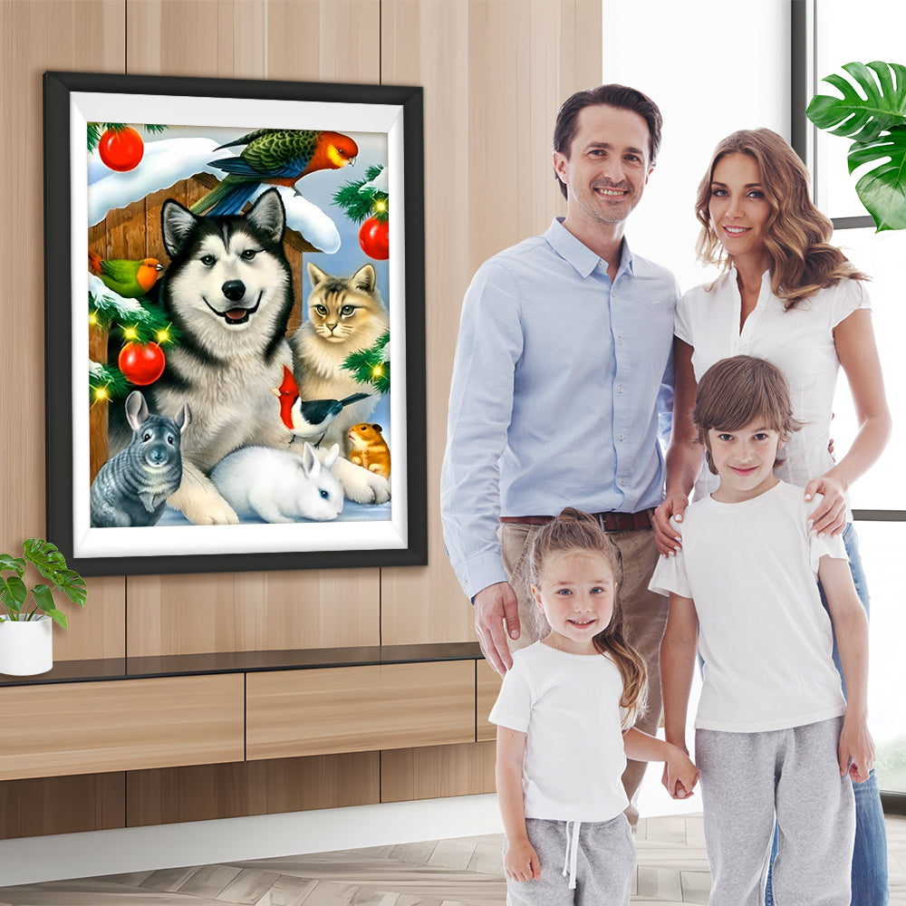 Tiere an Weihnachten Diamond Painting