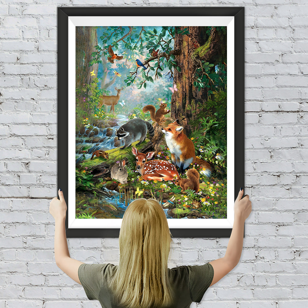 Tiere im Sommerwald Diamond Painting