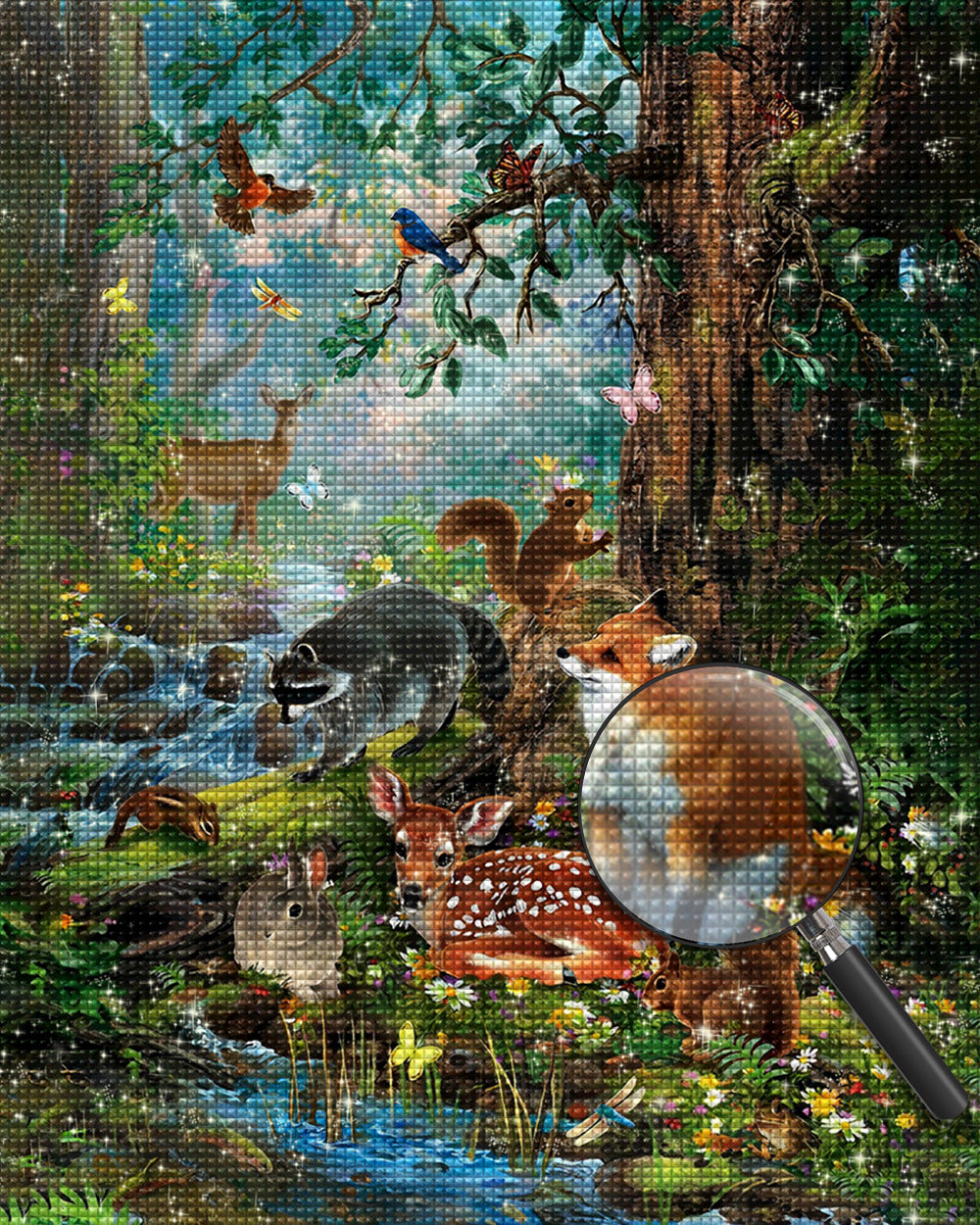 Tiere im Sommerwald Diamond Painting