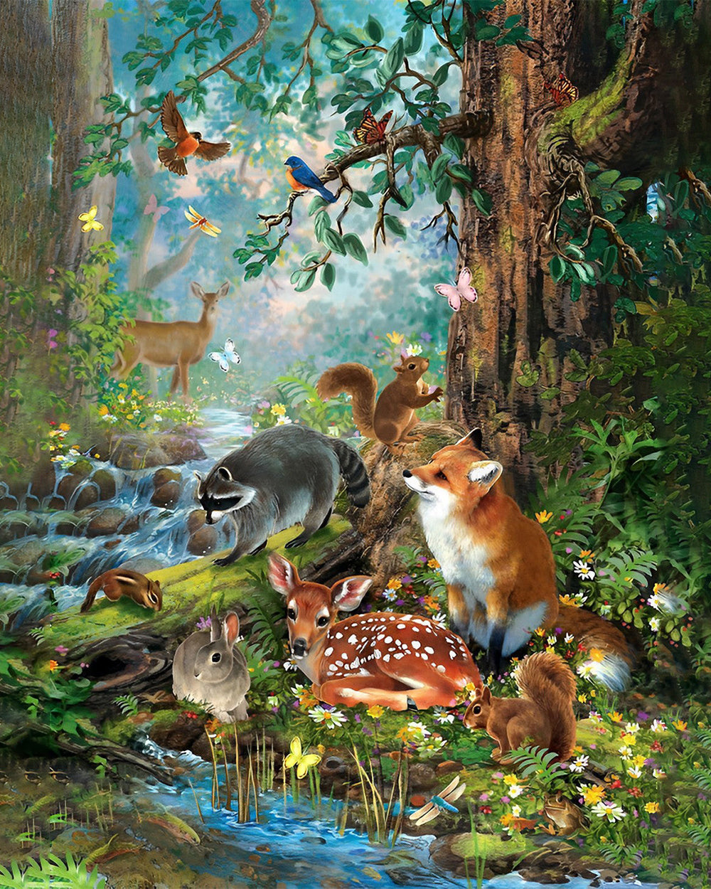 Tiere im Sommerwald Diamond Painting