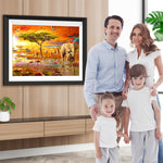 Tiere in der afrikanischen Savanne in der Abenddämmerung Diamond Painting