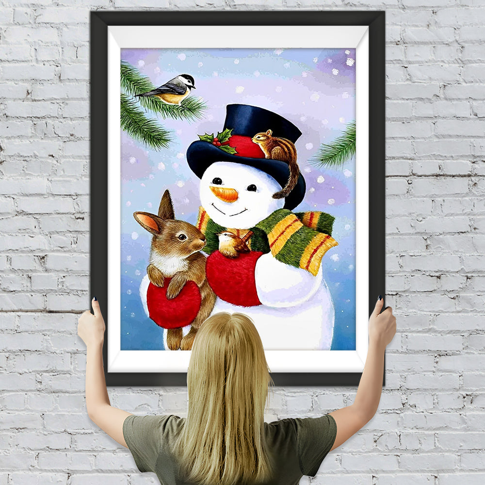 Tiere und Schneemann Diamond Painting