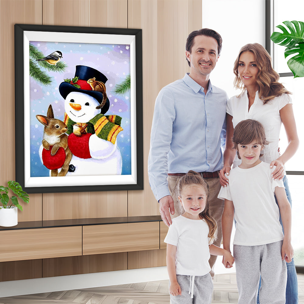 Tiere und Schneemann Diamond Painting