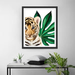 Tiger Baby und Blatt Diamond Painting