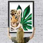 Tiger Baby und Blatt Diamond Painting