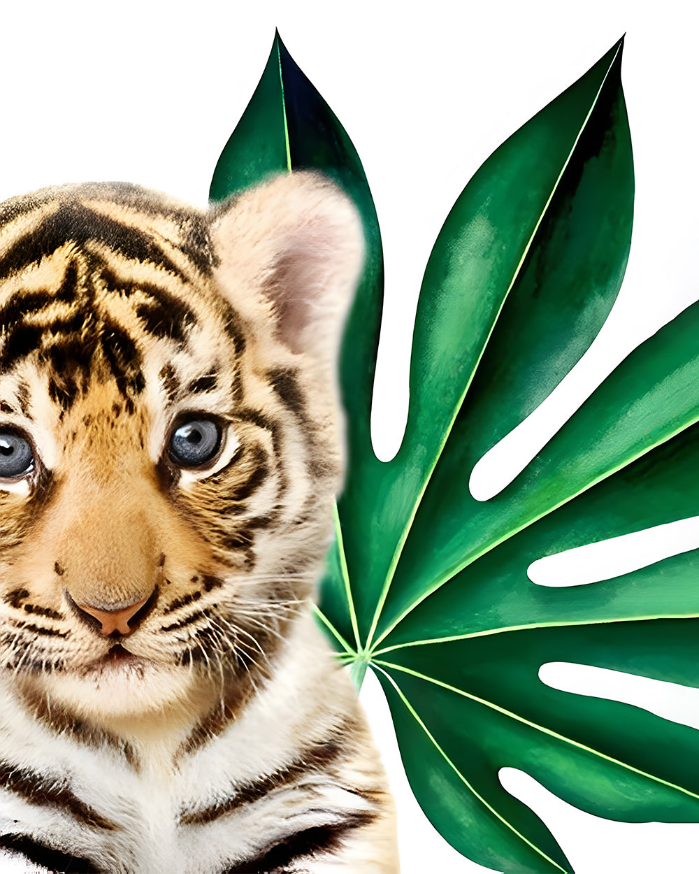 Tiger Baby und Blatt Diamond Painting