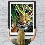 Tiger hinter Bambusblättern Diamond Painting