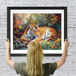 Tiger im Dschungel liegend Diamond Painting