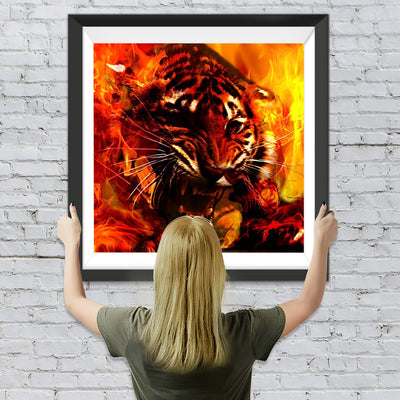 Tiger im Feuer Diamond Painting