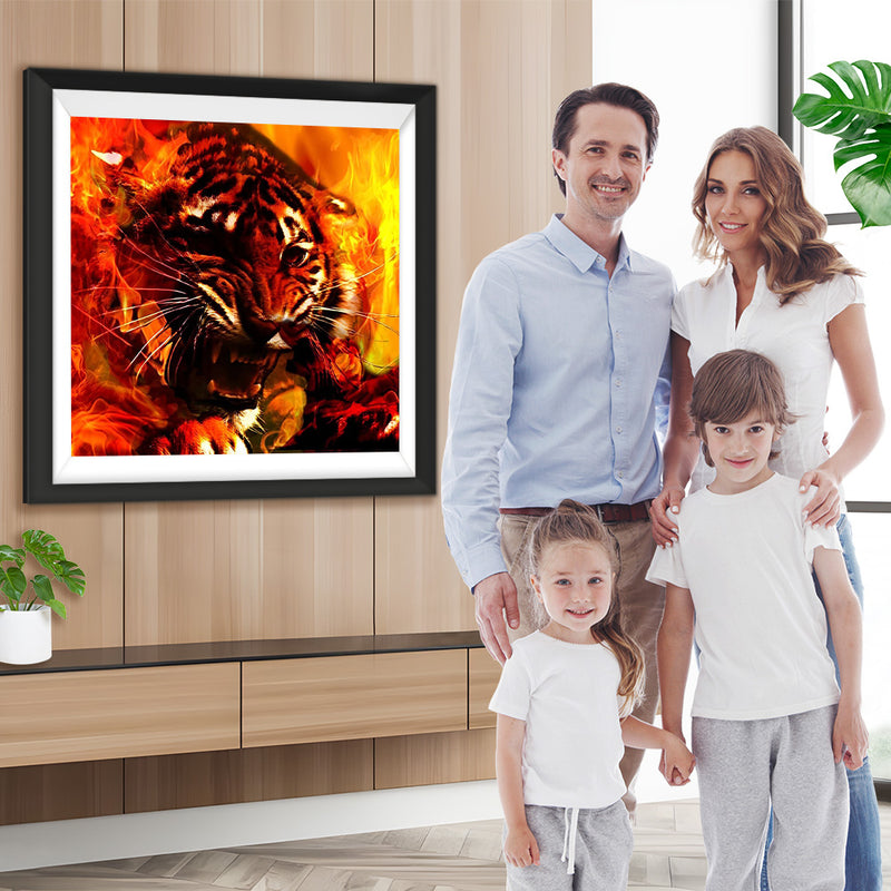 Tiger im Feuer Diamond Painting