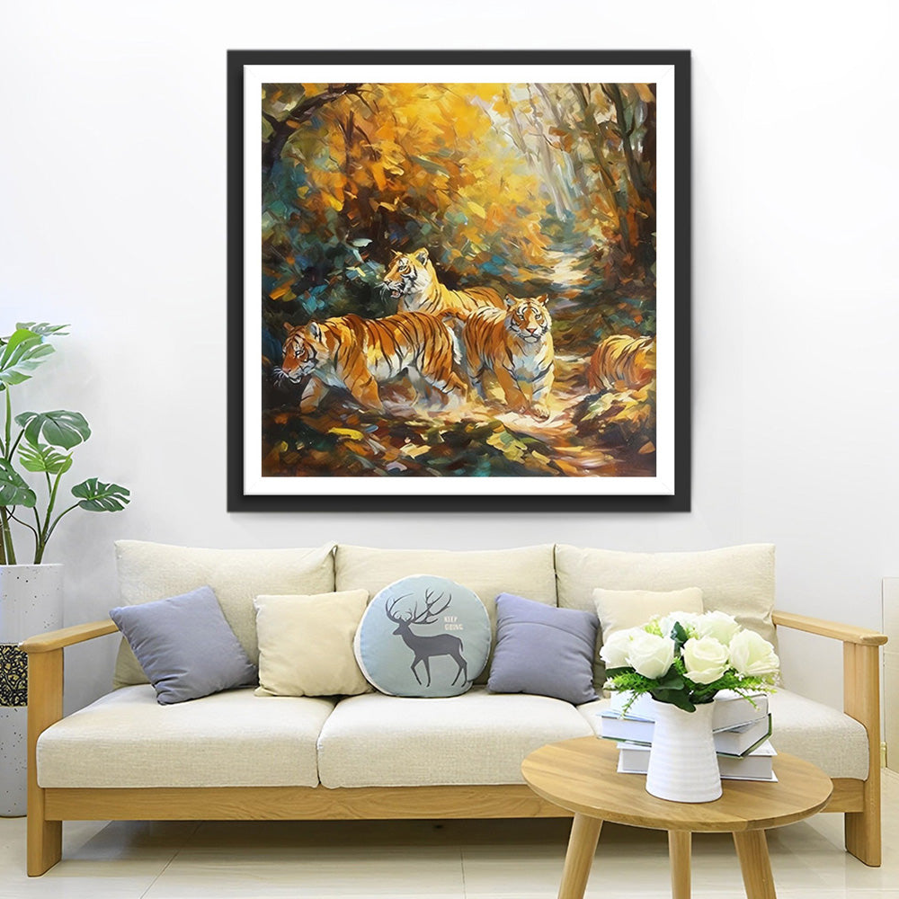 Tiger im Herbstwald Diamond Painting