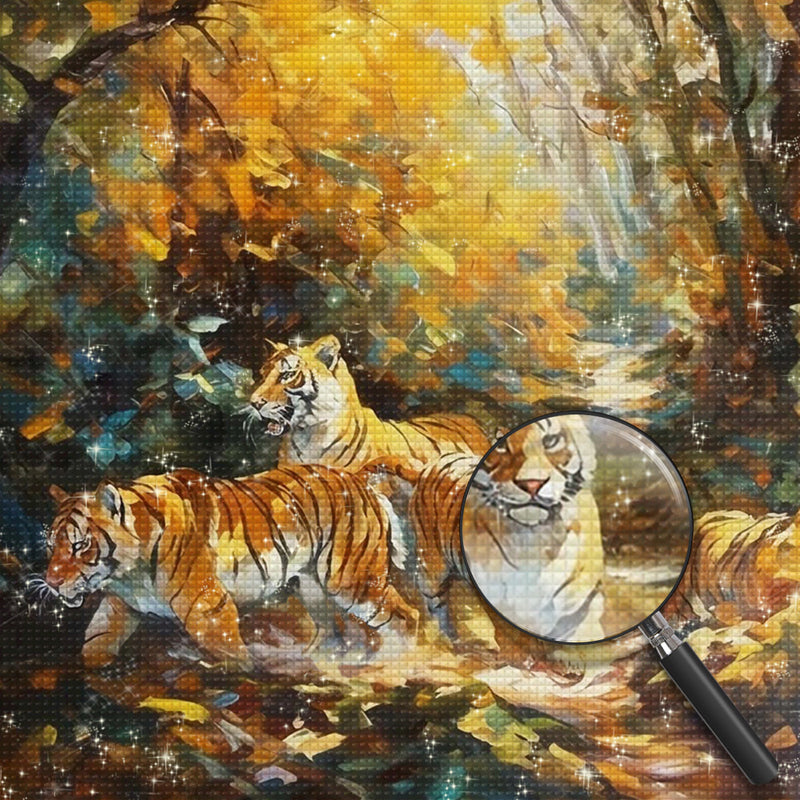 Tiger im Herbstwald Diamond Painting