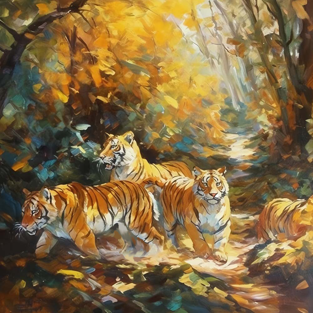 Tiger im Herbstwald Diamond Painting