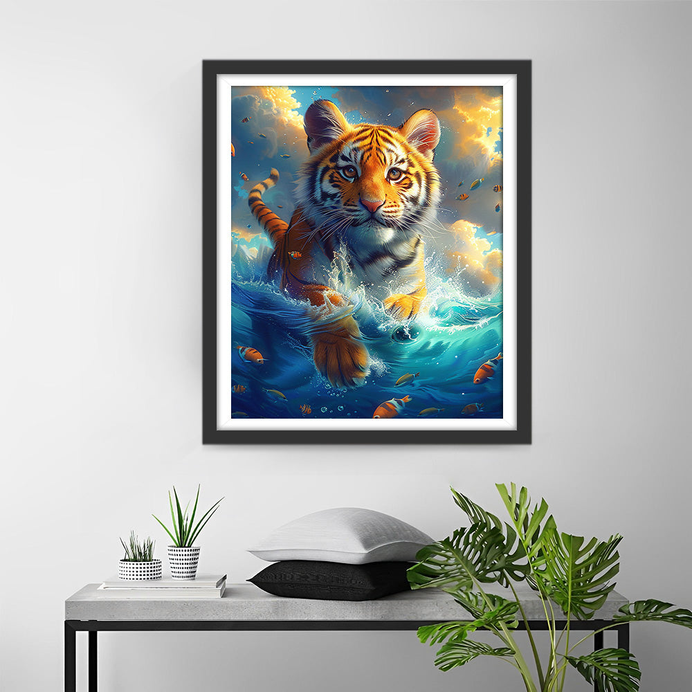 Tiger im Meer Diamond Painting