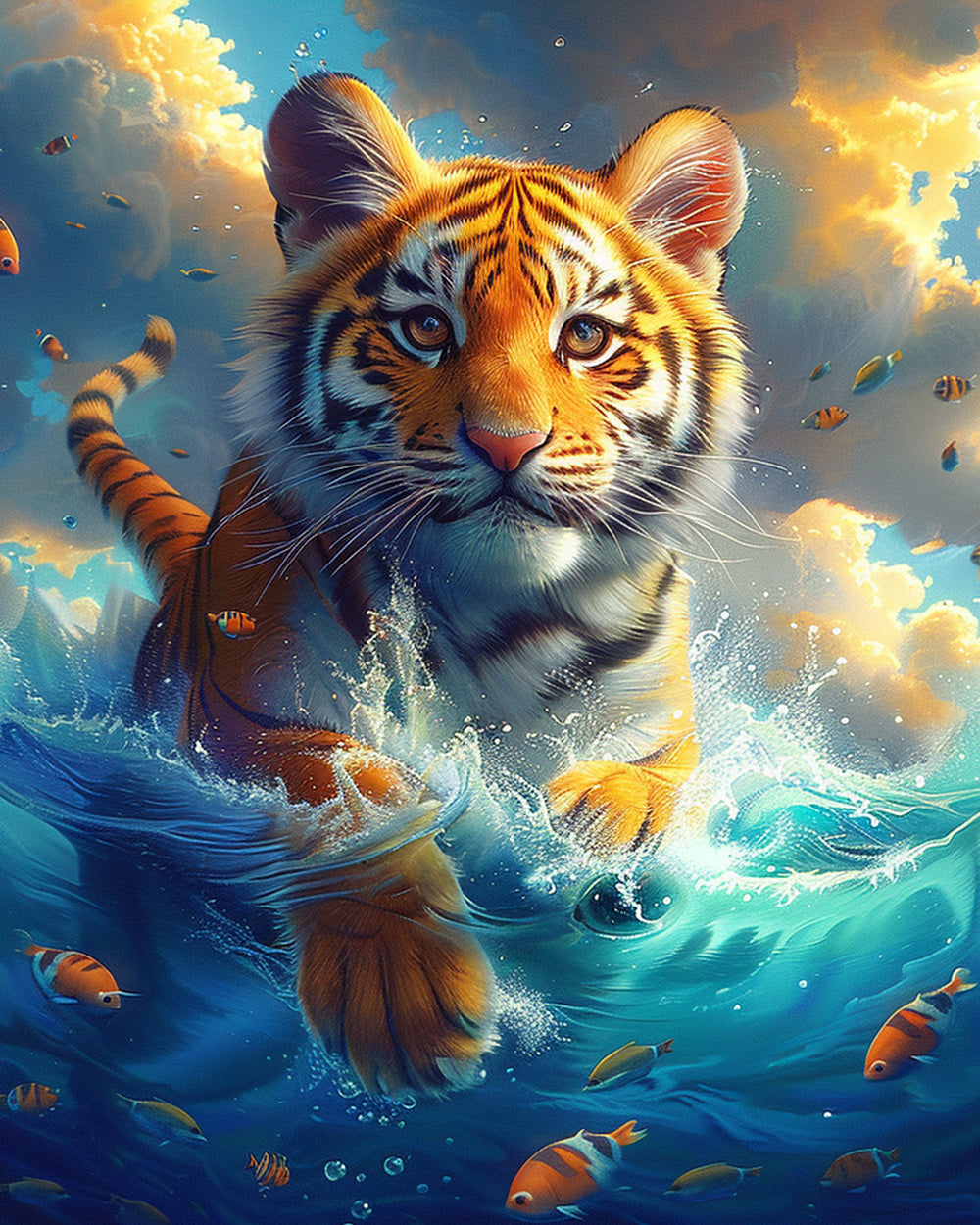 Tiger im Meer Diamond Painting