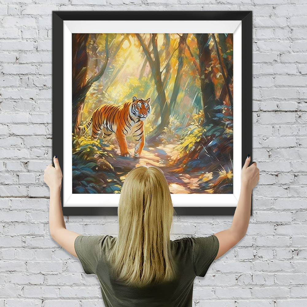Tiger im Wald unter der Sonne Diamond Painting