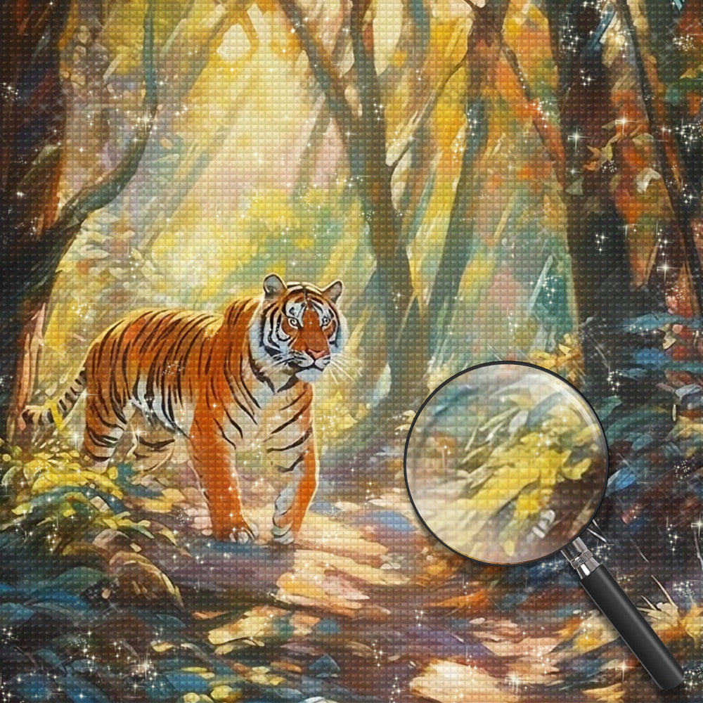 Tiger im Wald unter der Sonne Diamond Painting