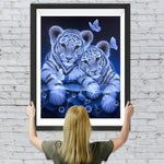 Tiger im Wasser und Schmetterlinge Diamond Painting