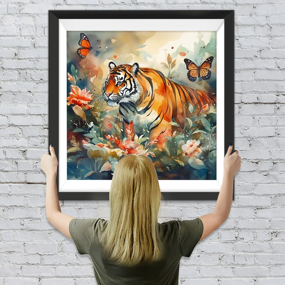 Tiger jagt Schmetterlinge Diamond Painting