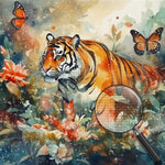 Tiger jagt Schmetterlinge Diamond Painting