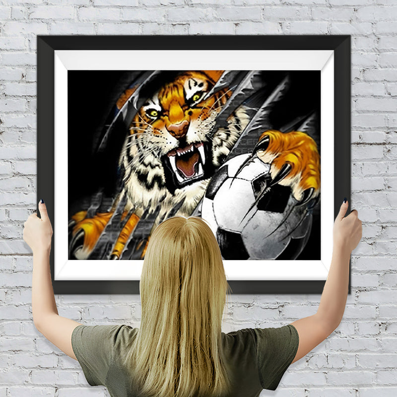 Tiger mit einem Fußball Diamond Painting