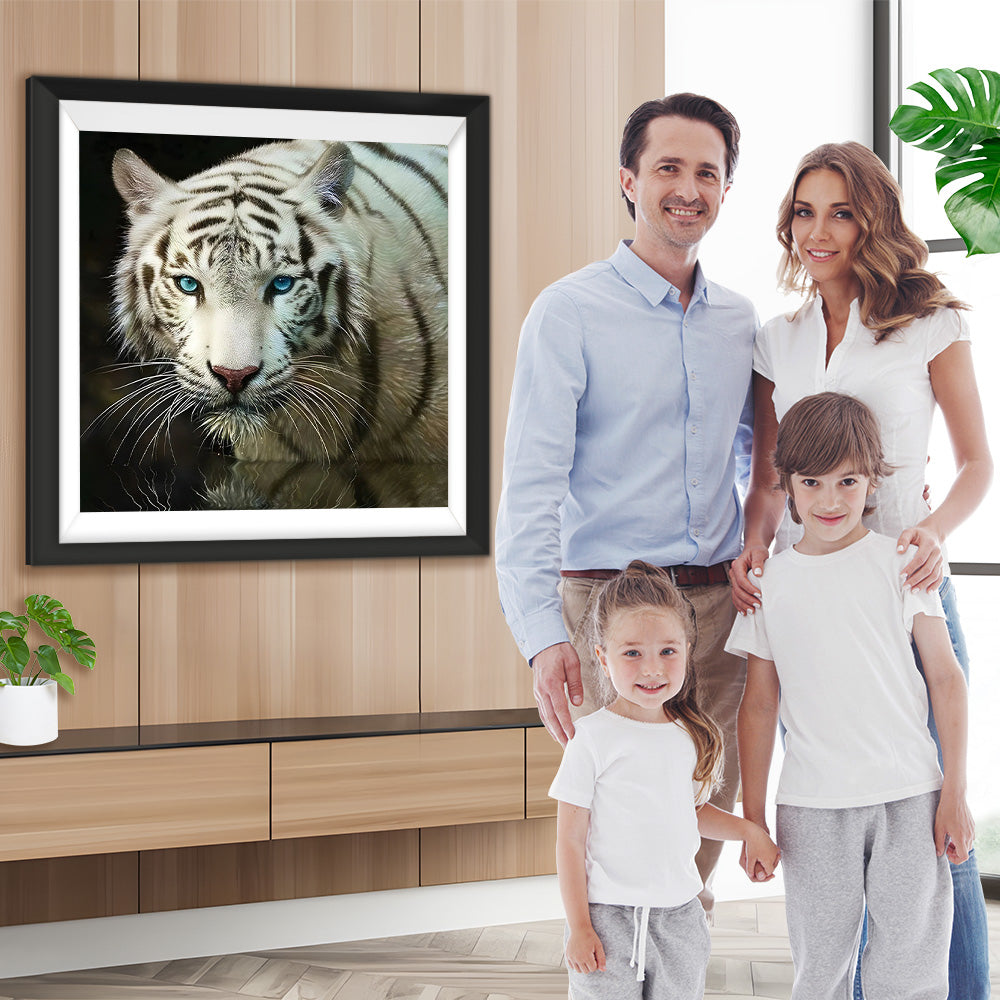 Tiger mit grünen Augen im Wasser Diamond Painting